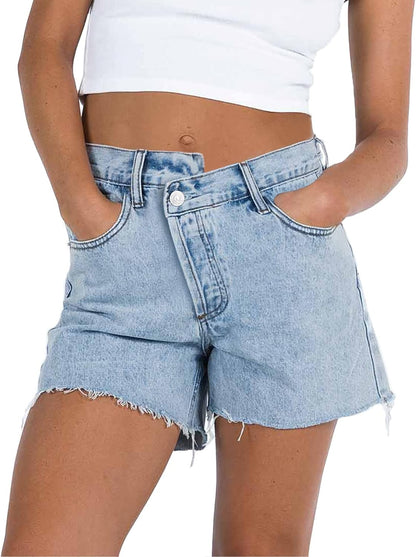 FEELBETTR Women Crossover Jean Shorts