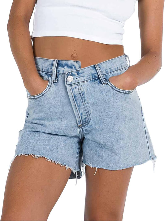 FEELBETTR Women Crossover Jean Shorts