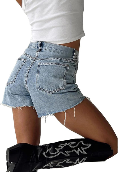FEELBETTR Women Crossover Jean Shorts