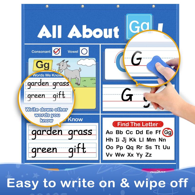 VELENA Alphabet Learning Pocket Chart