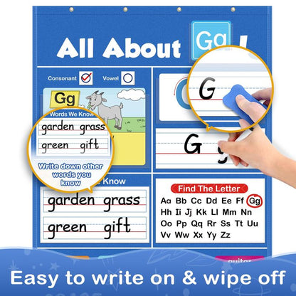 VELENA Alphabet Learning Pocket Chart